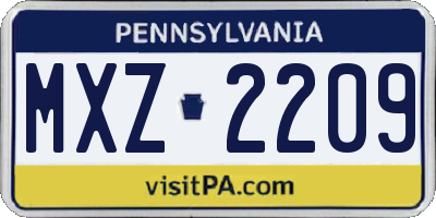 PA license plate MXZ2209