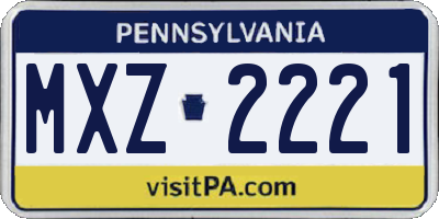 PA license plate MXZ2221