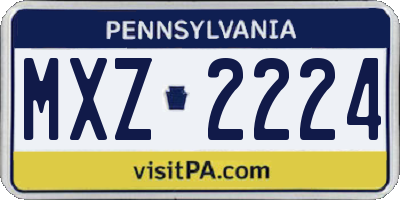 PA license plate MXZ2224