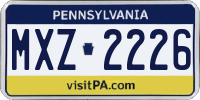 PA license plate MXZ2226