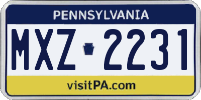 PA license plate MXZ2231