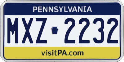 PA license plate MXZ2232