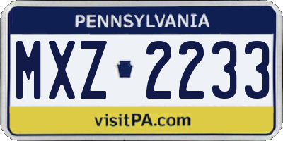 PA license plate MXZ2233