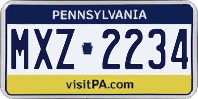 PA license plate MXZ2234