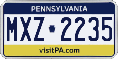 PA license plate MXZ2235