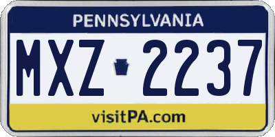 PA license plate MXZ2237