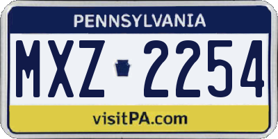 PA license plate MXZ2254