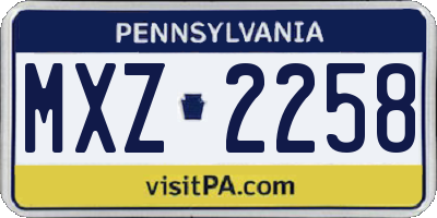 PA license plate MXZ2258