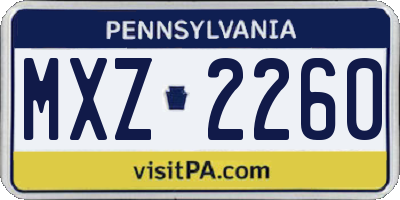 PA license plate MXZ2260