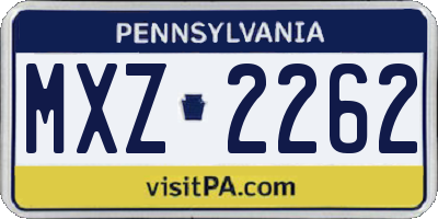 PA license plate MXZ2262
