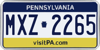 PA license plate MXZ2265