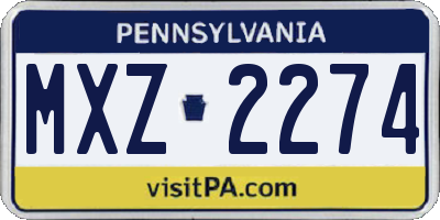 PA license plate MXZ2274