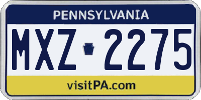 PA license plate MXZ2275