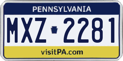 PA license plate MXZ2281