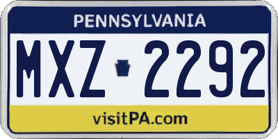 PA license plate MXZ2292