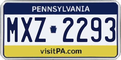 PA license plate MXZ2293