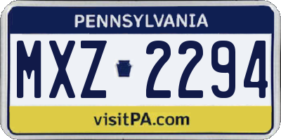 PA license plate MXZ2294
