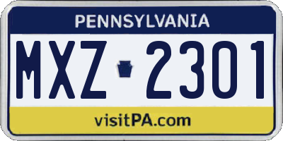 PA license plate MXZ2301