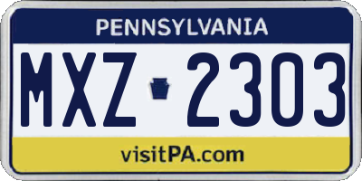 PA license plate MXZ2303