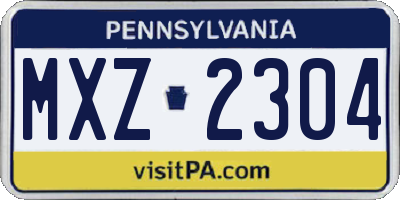 PA license plate MXZ2304