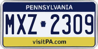 PA license plate MXZ2309