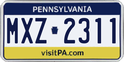 PA license plate MXZ2311