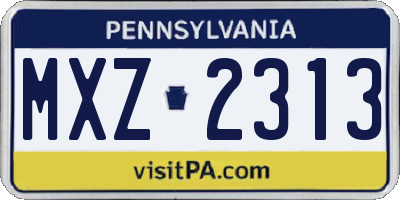 PA license plate MXZ2313