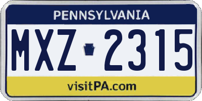 PA license plate MXZ2315