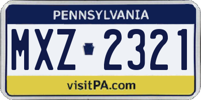 PA license plate MXZ2321
