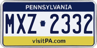 PA license plate MXZ2332