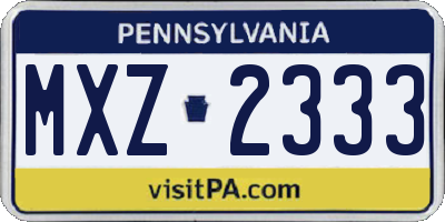 PA license plate MXZ2333