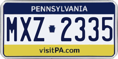 PA license plate MXZ2335