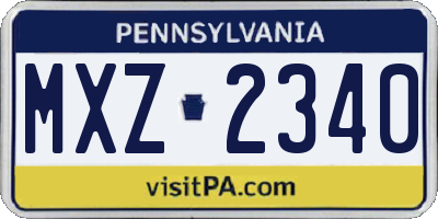 PA license plate MXZ2340