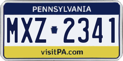 PA license plate MXZ2341