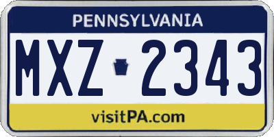 PA license plate MXZ2343