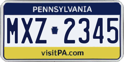 PA license plate MXZ2345