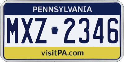 PA license plate MXZ2346