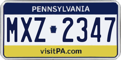 PA license plate MXZ2347