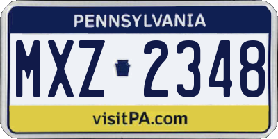 PA license plate MXZ2348