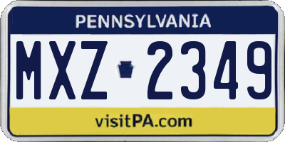 PA license plate MXZ2349