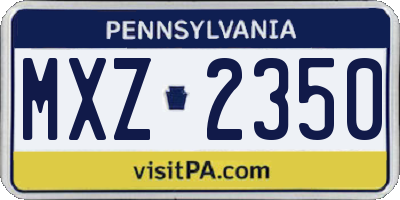 PA license plate MXZ2350