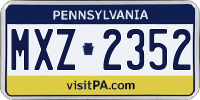 PA license plate MXZ2352