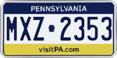 PA license plate MXZ2353