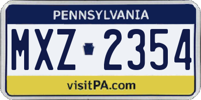 PA license plate MXZ2354