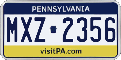 PA license plate MXZ2356