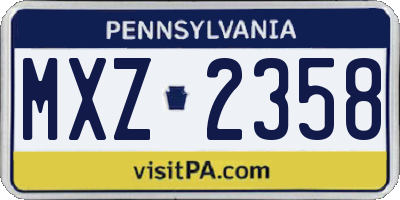 PA license plate MXZ2358