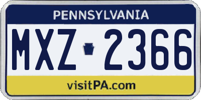 PA license plate MXZ2366