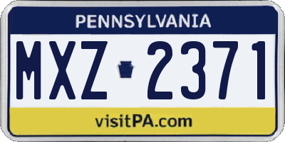 PA license plate MXZ2371