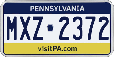 PA license plate MXZ2372