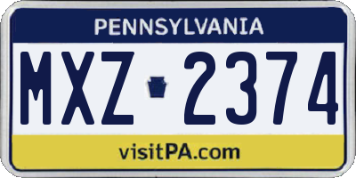 PA license plate MXZ2374